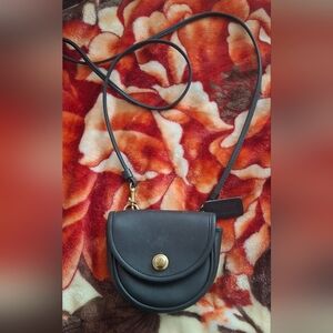 Coach Black Leather Crossbody Bag with Gold Accent